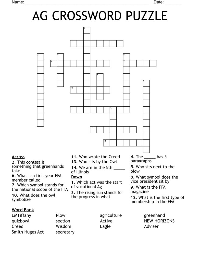 AG CROSSWORD PUZZLE