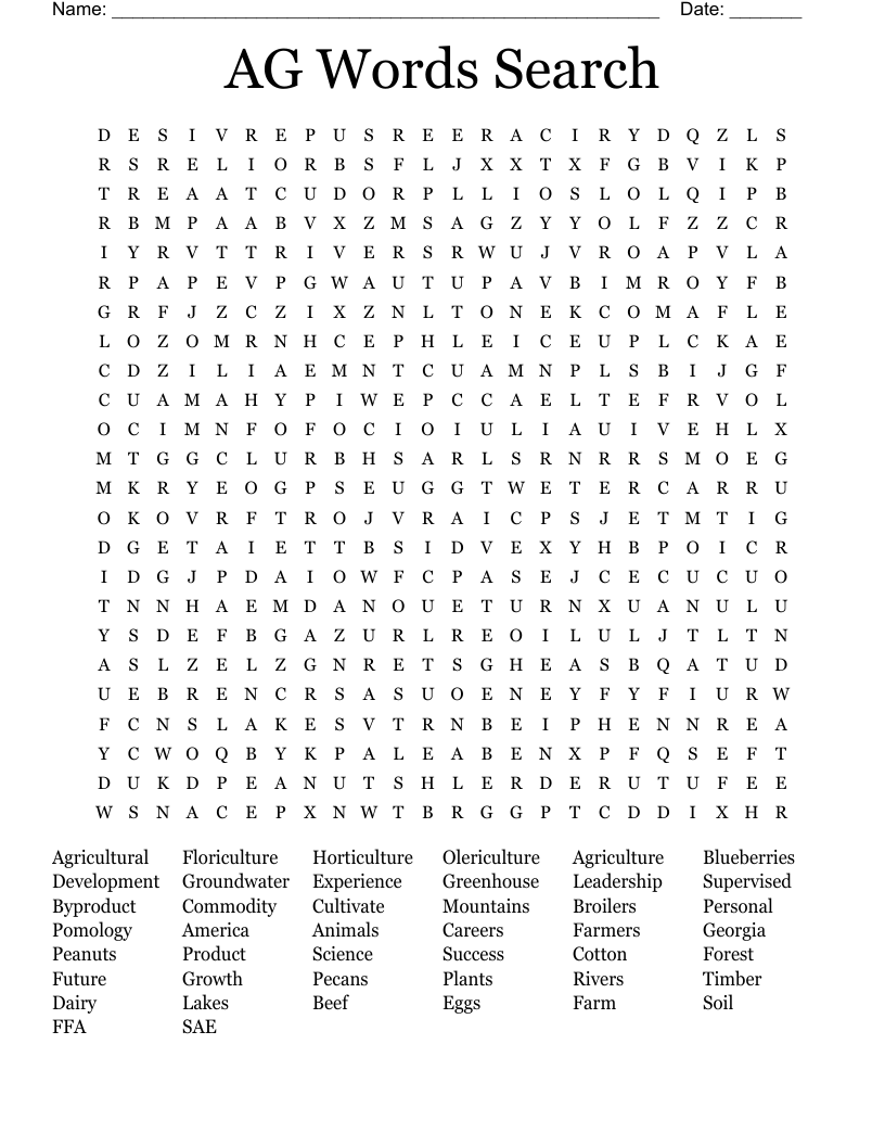 AG Words Search Word Search