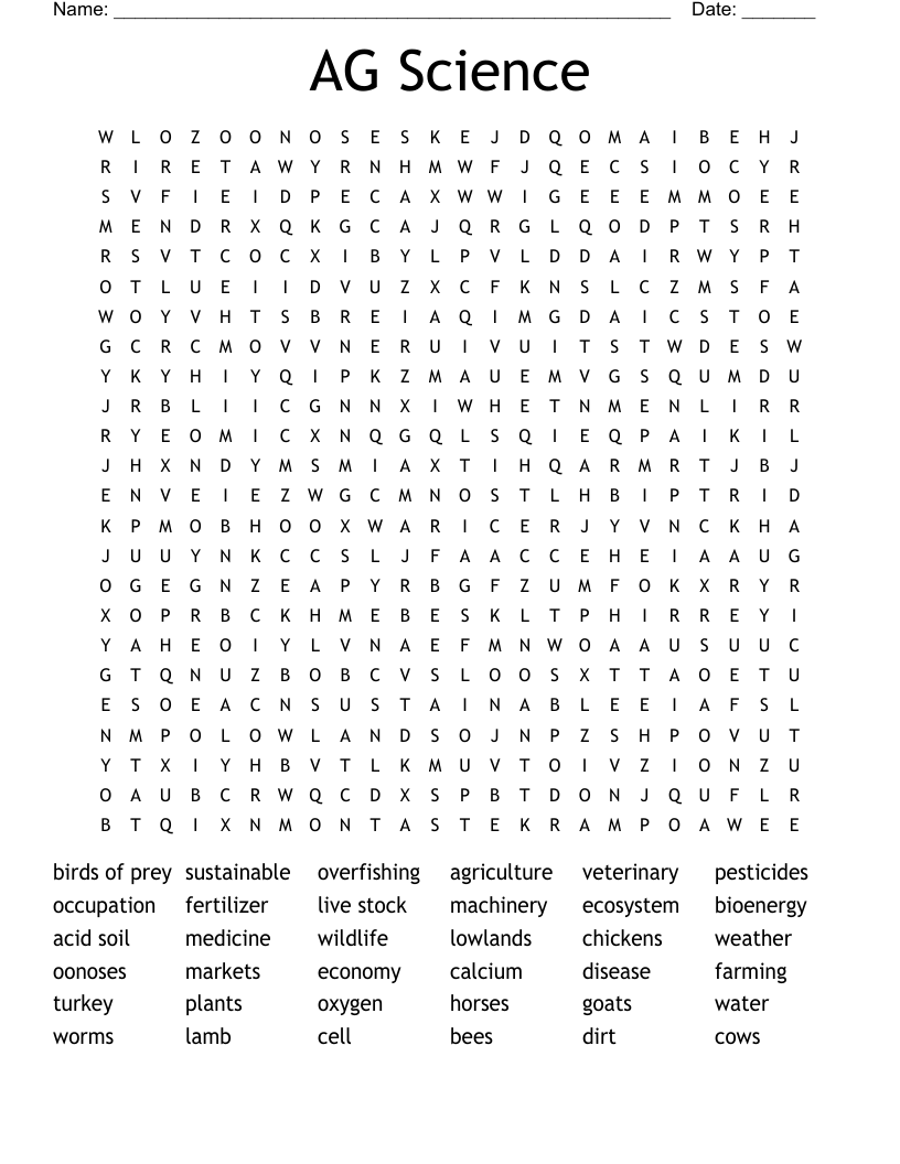 AG Science Word Search