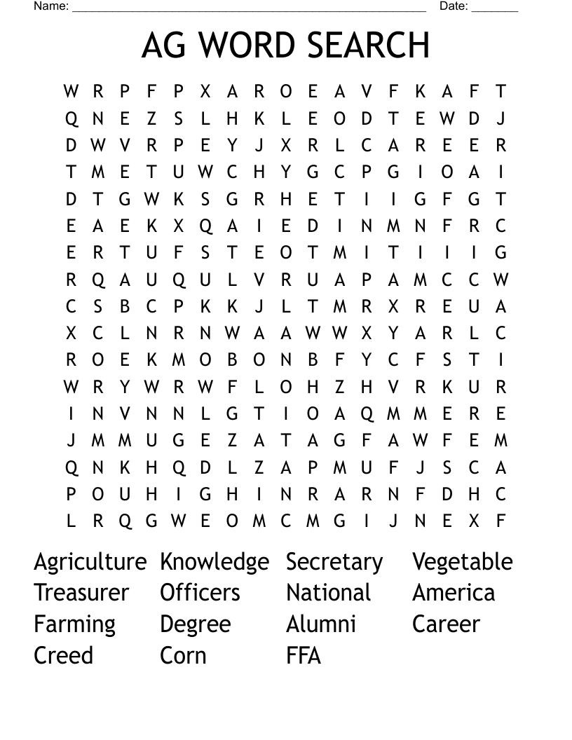 AG WORD SEARCH