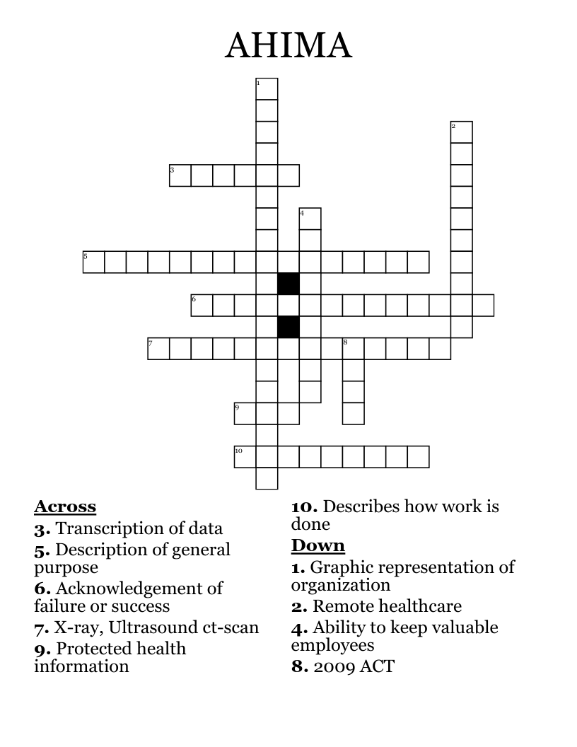 AHIMA Crossword