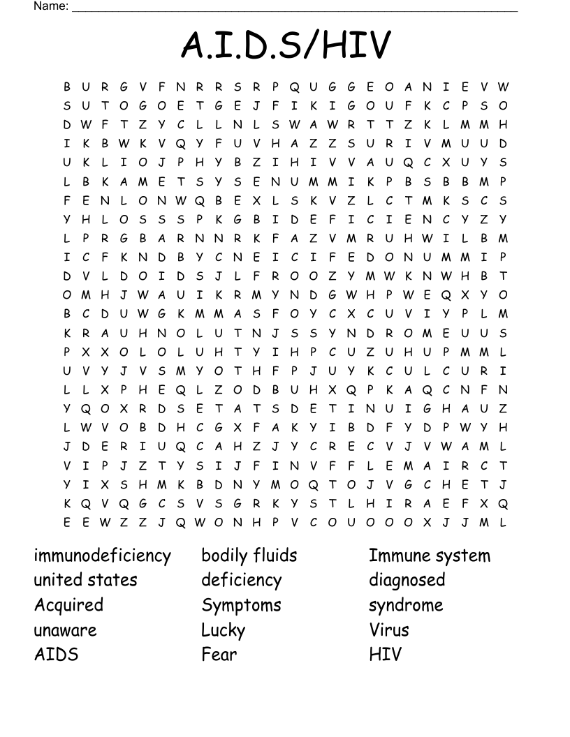 A.I.D.S/HIV Word Search