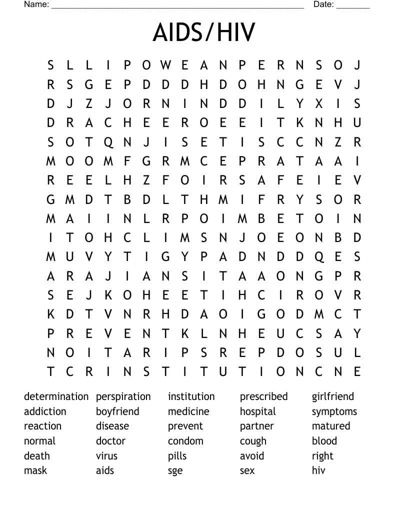 AIDS/HIV Word Search