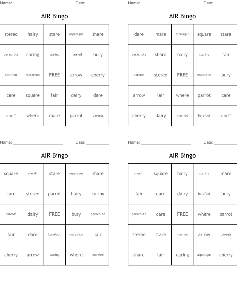 AIR Bingo