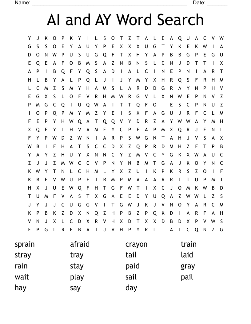 AI and AY Word Search