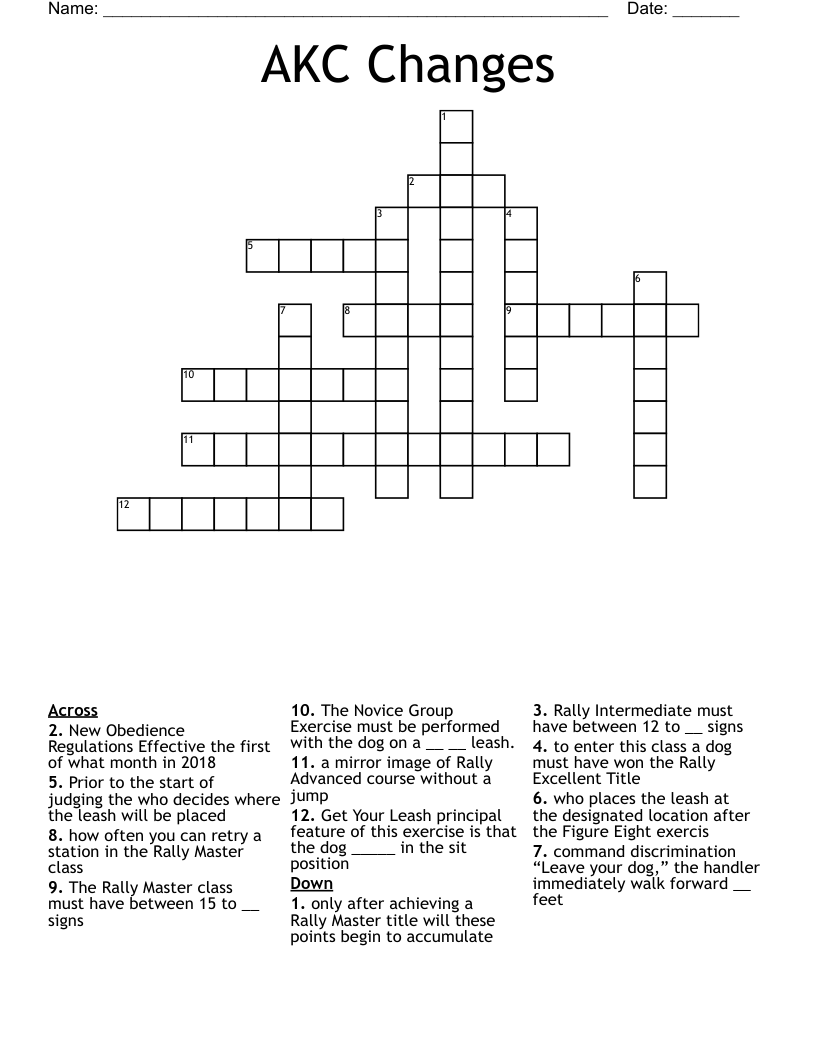 AKC Changes Crossword
