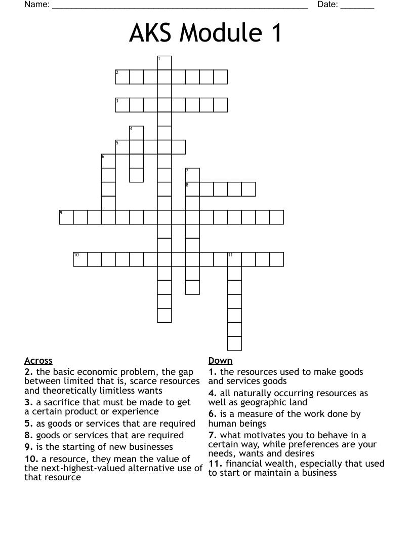 AKS Module 1  Crossword