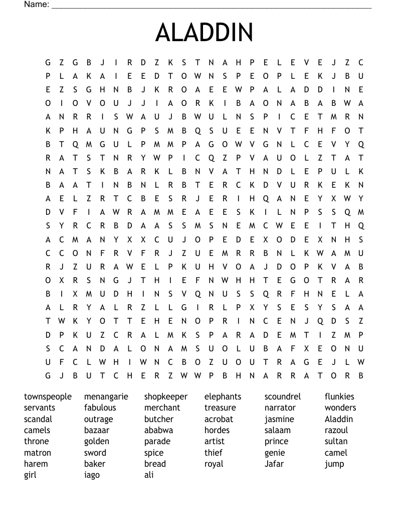 ALADDIN Word Search