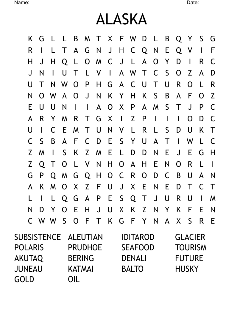 ALASKA Word Search