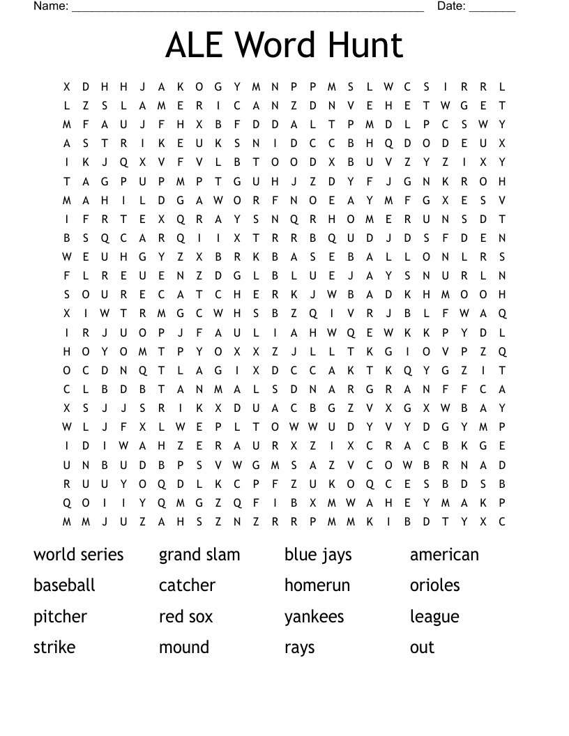 ALE Word Hunt Word Search