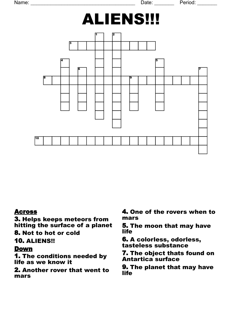 ALIENS!!! Crossword