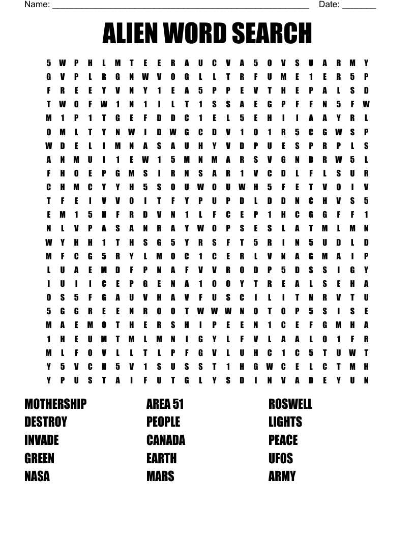 ALIEN WORD SEARCH