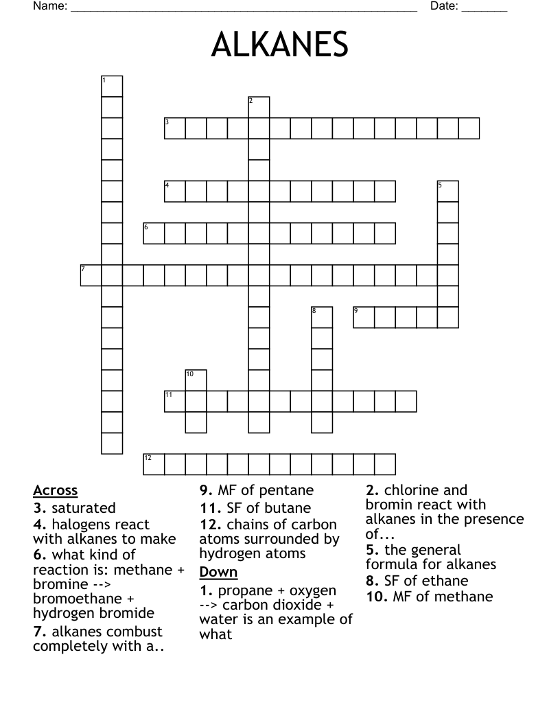 ALKANES Crossword