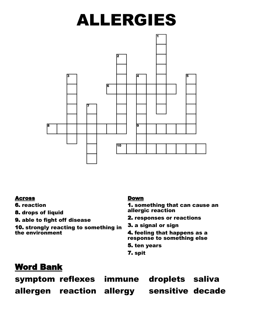 ALLERGIES Crossword