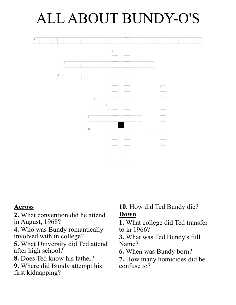 ALL ABOUT BUNDY-O'S Crossword