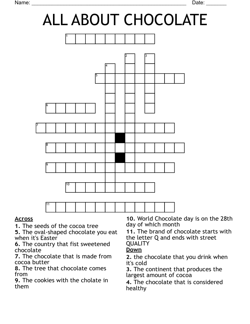 ALL ABOUT CHOCOLATE Crossword