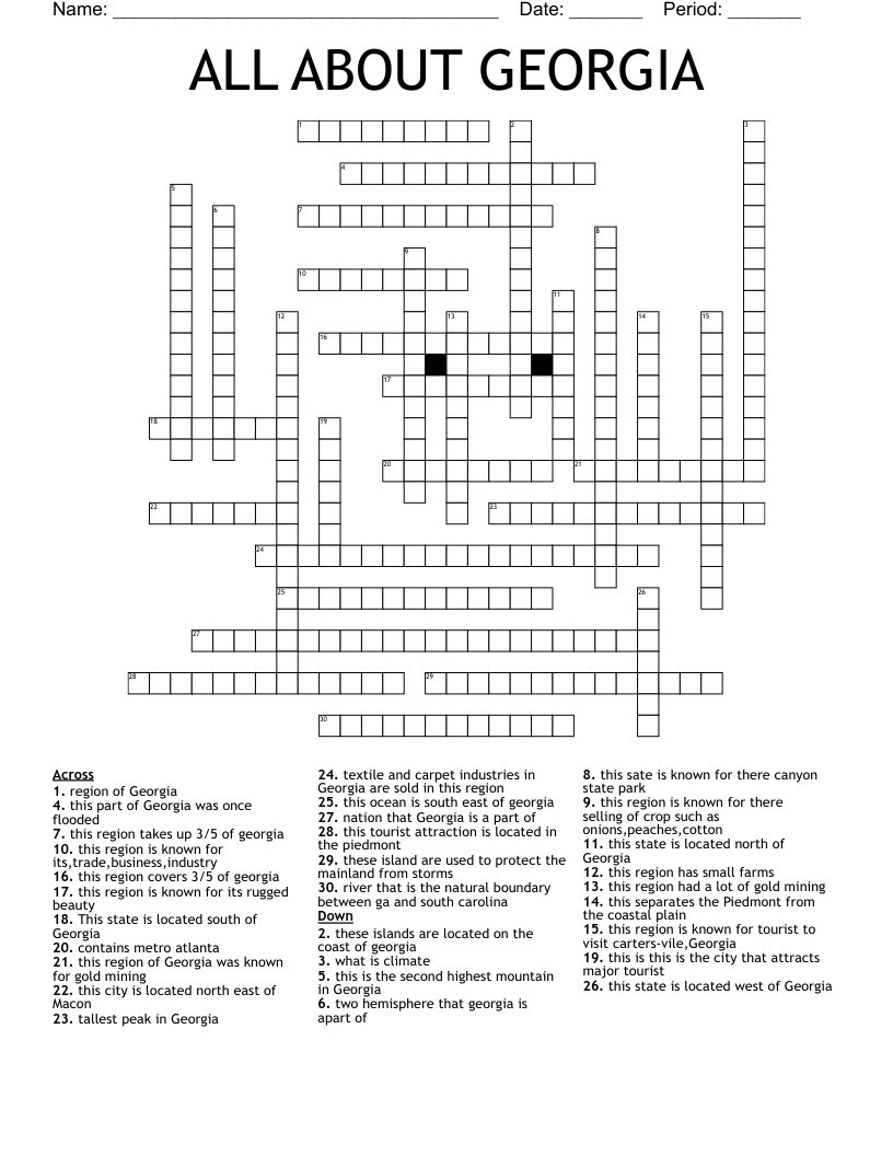 ALL ABOUT GEORGIA   Crossword