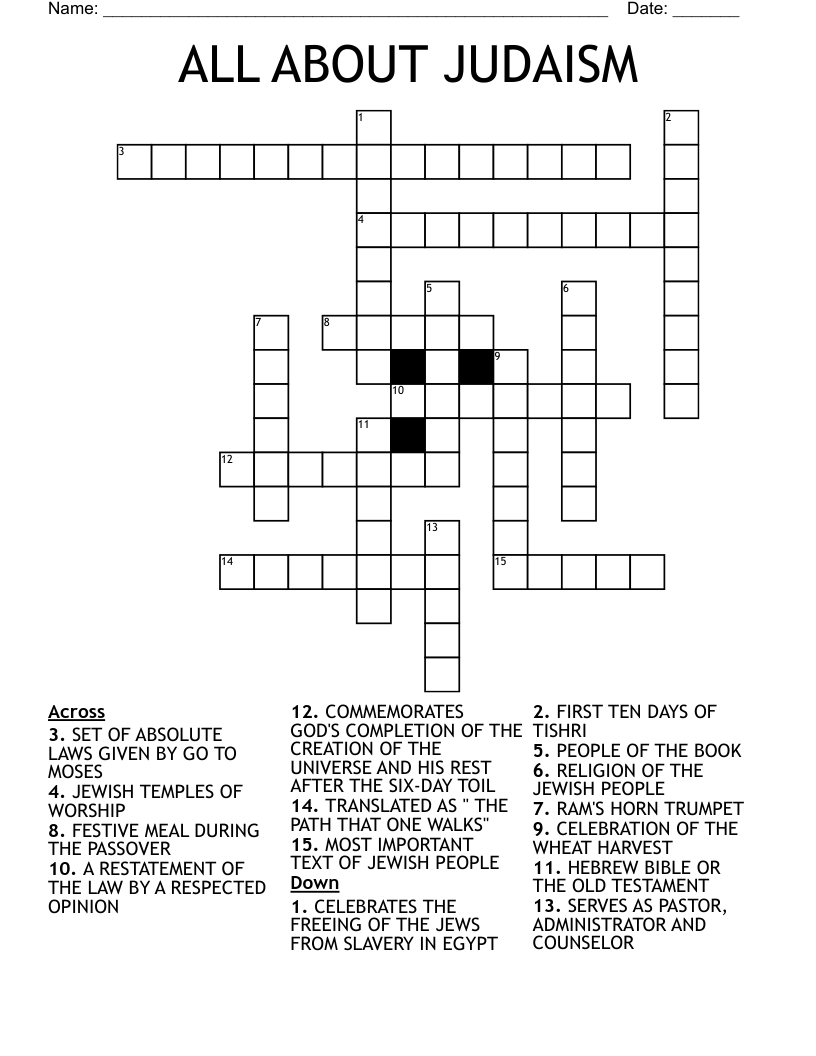 ALL ABOUT JUDAISM Crossword