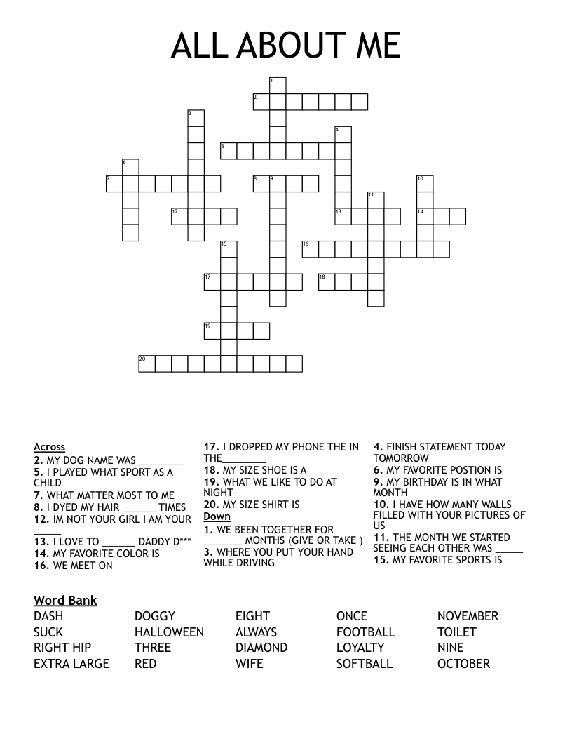 ALL ABOUT ME  Crossword