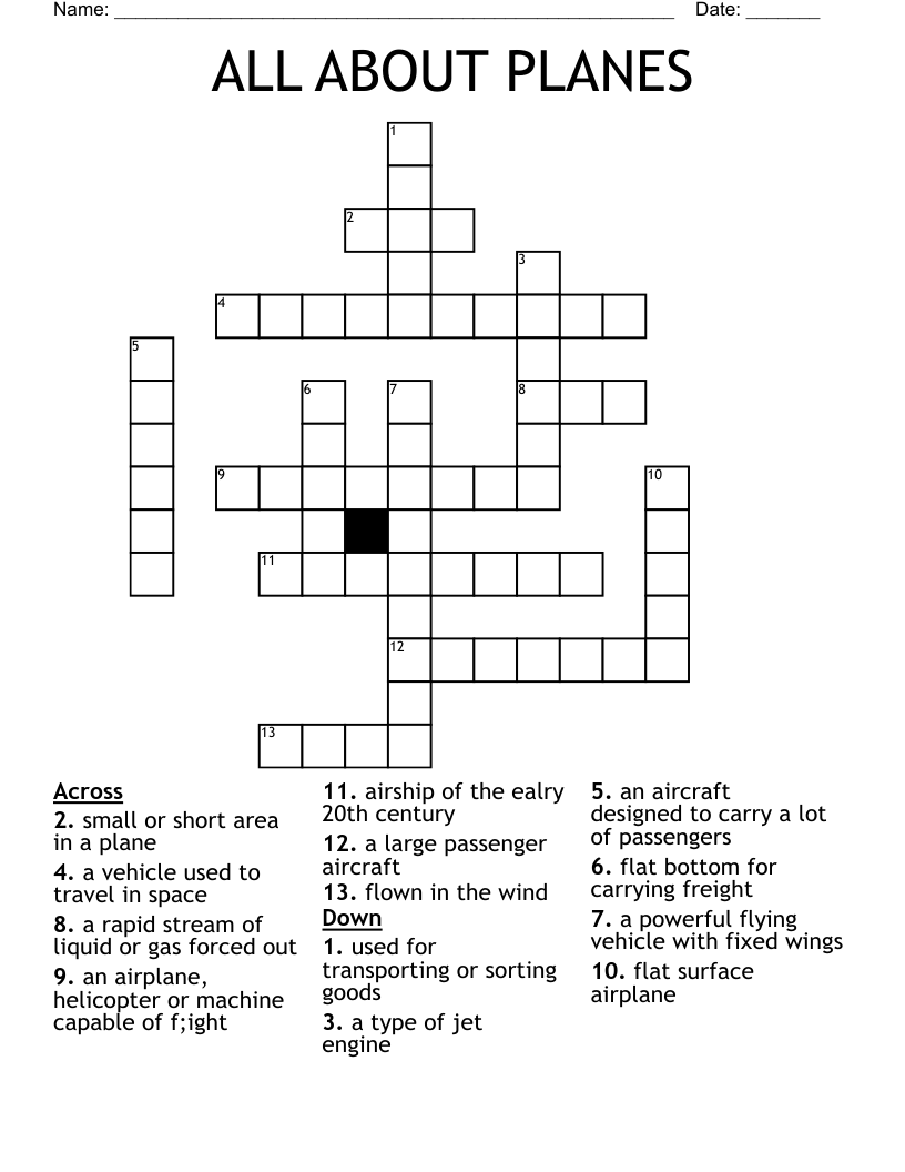 ALL ABOUT PLANES Crossword