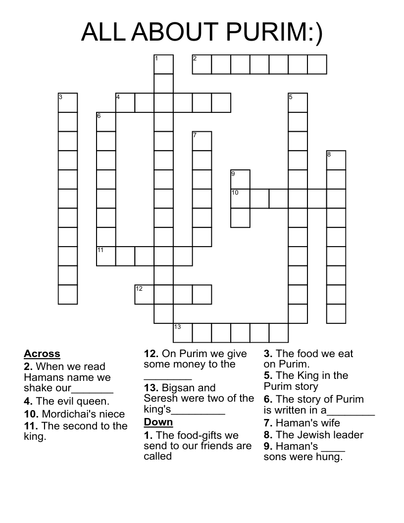 ALL ABOUT PURIM:) Crossword