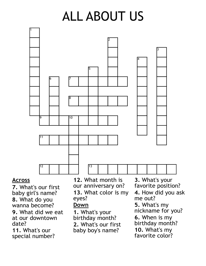 ALL ABOUT US Crossword