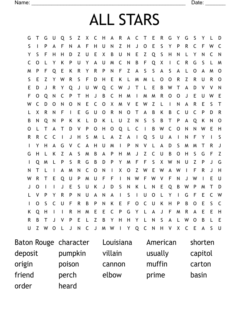 ALL STARS Word Search