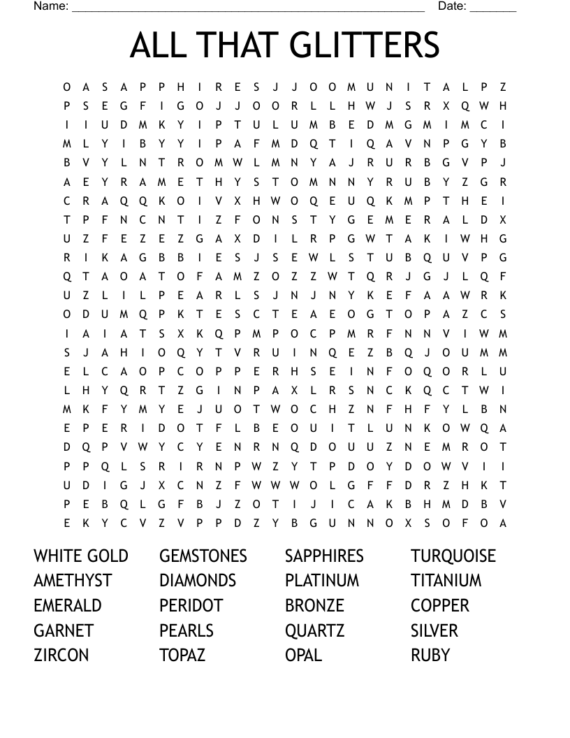 ALL THAT GLITTERS Word Search
