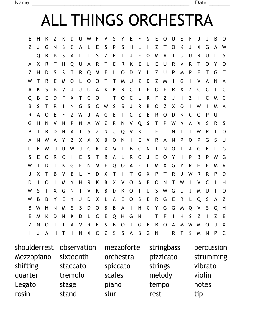 ALL THINGS ORCHESTRA Word Search