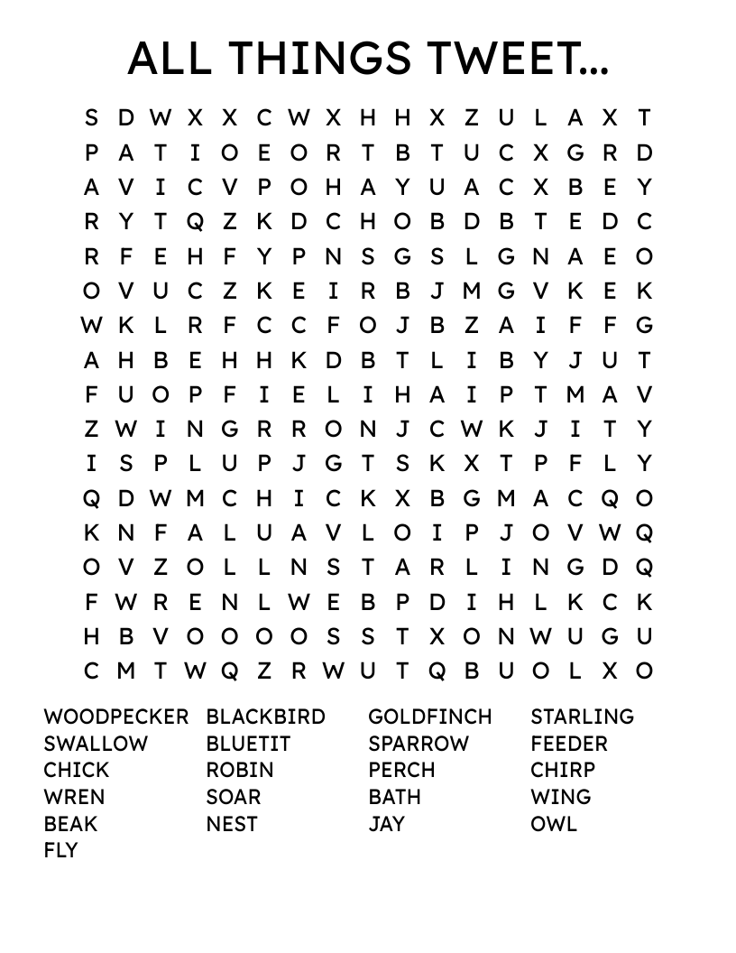 ALL THINGS TWEET... Word Search