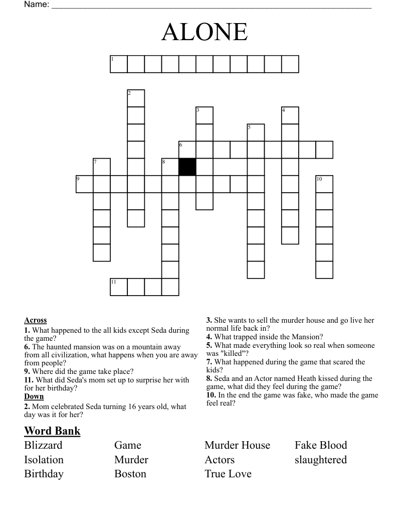 ALONE Crossword