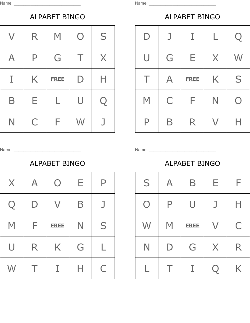 ALPABET BINGO