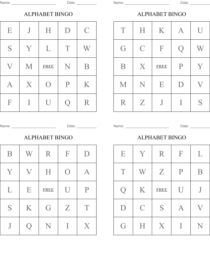 ALPHABET BINGO