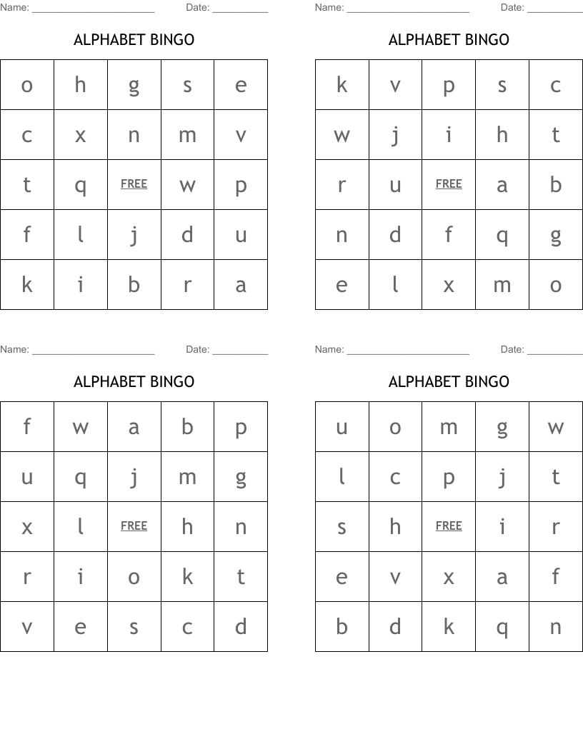 ALPHABET BINGO