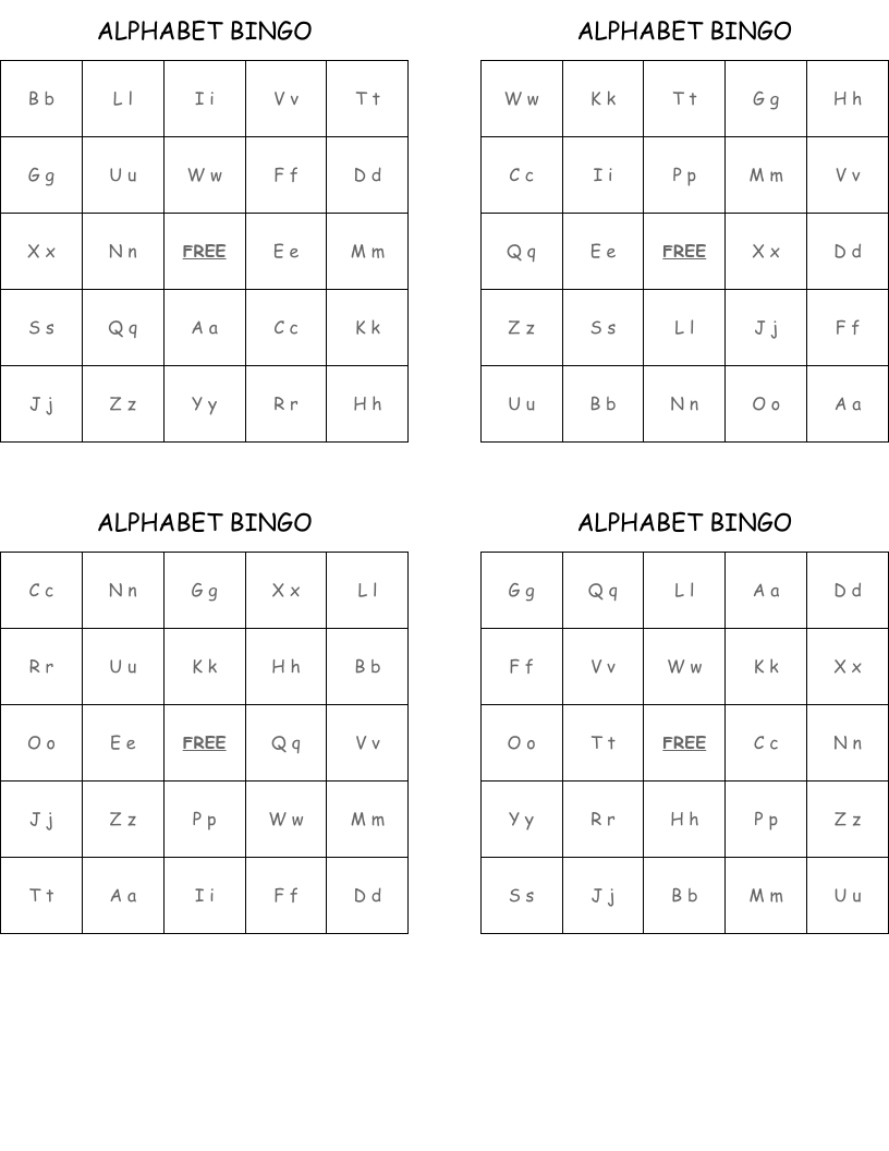 ALPHABET BINGO