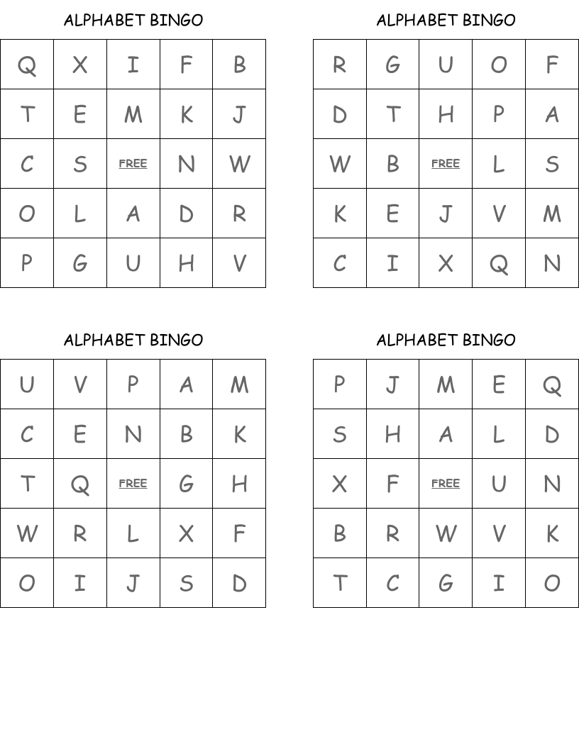 ALPHABET BINGO