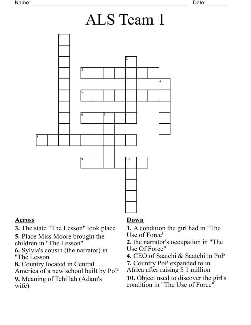 ALS Team 1 Crossword