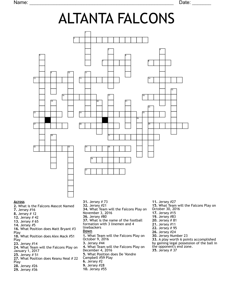 ALTANTA FALCONS Crossword