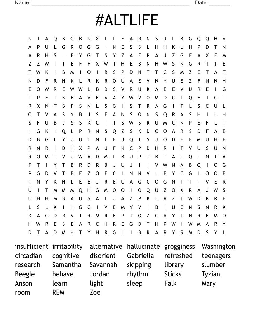 #ALTLIFE Word Search