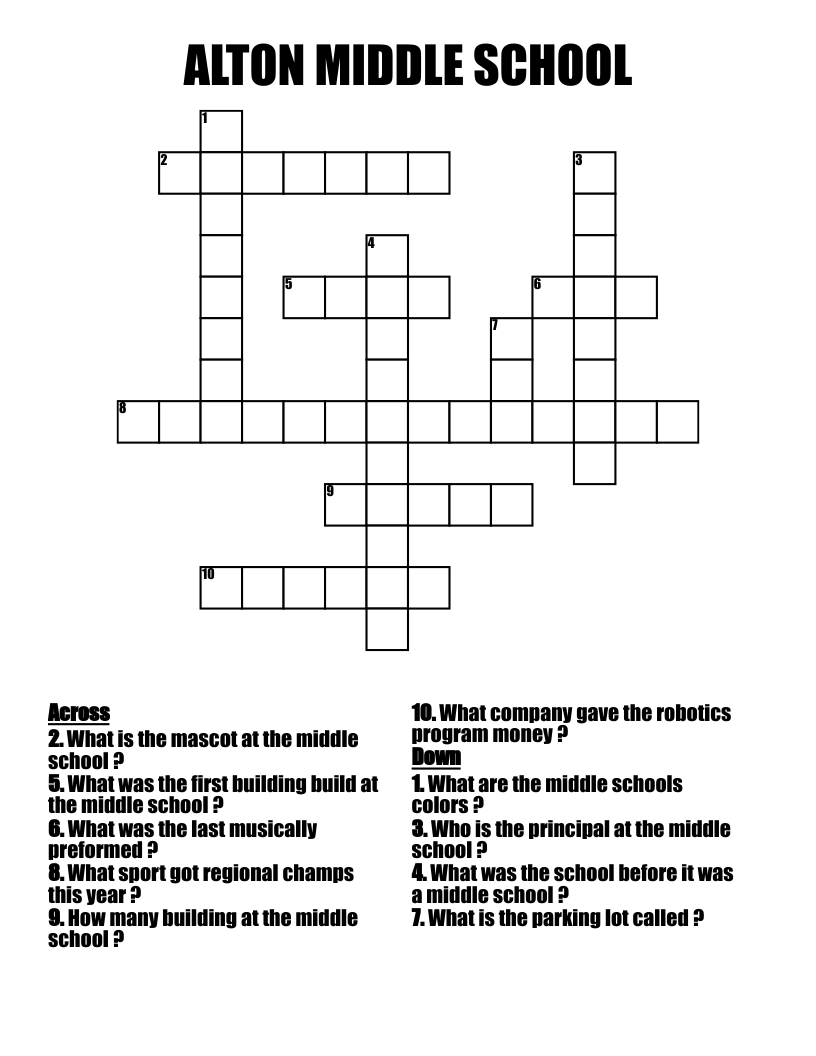 ALTON MIDDLE SCHOOL Crossword