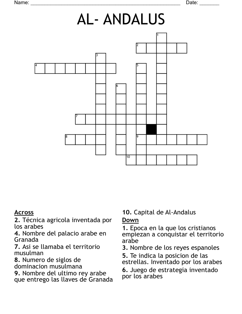 AL- ANDALUS Crossword