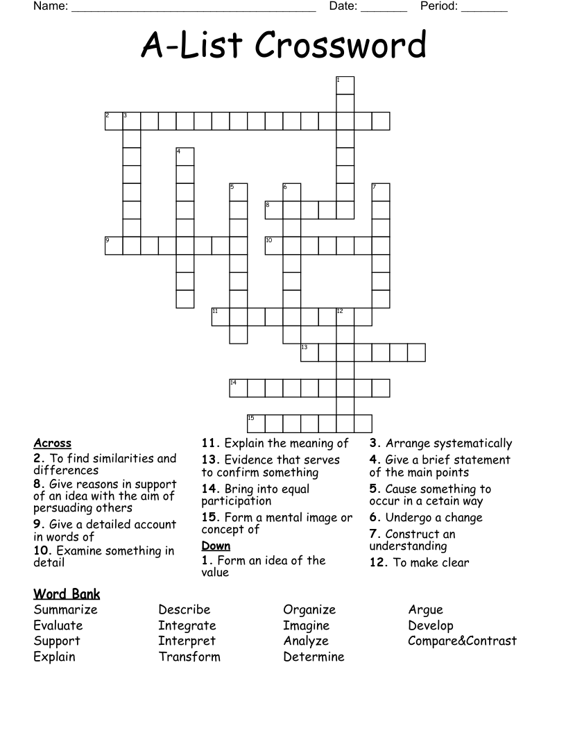 A-List Crossword