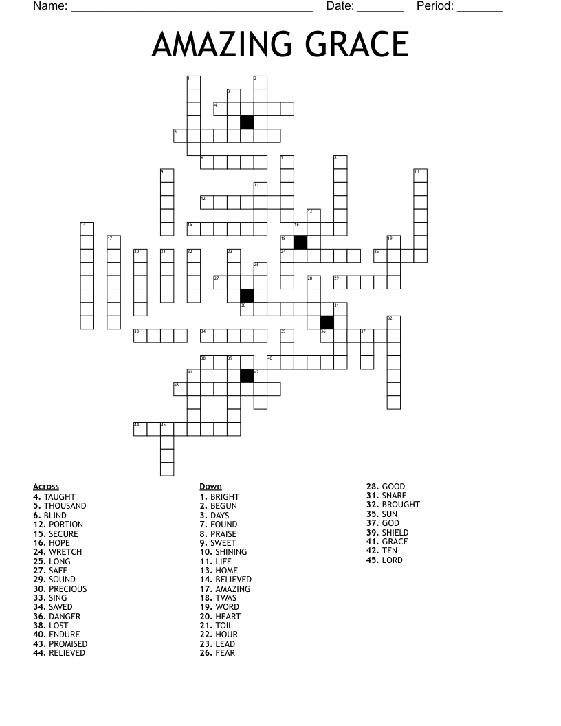 AMAZING GRACE Crossword