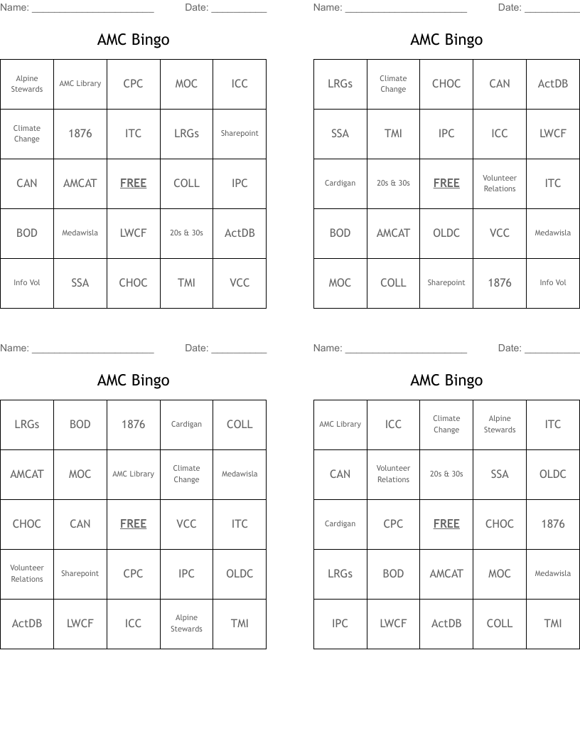 AMC Bingo