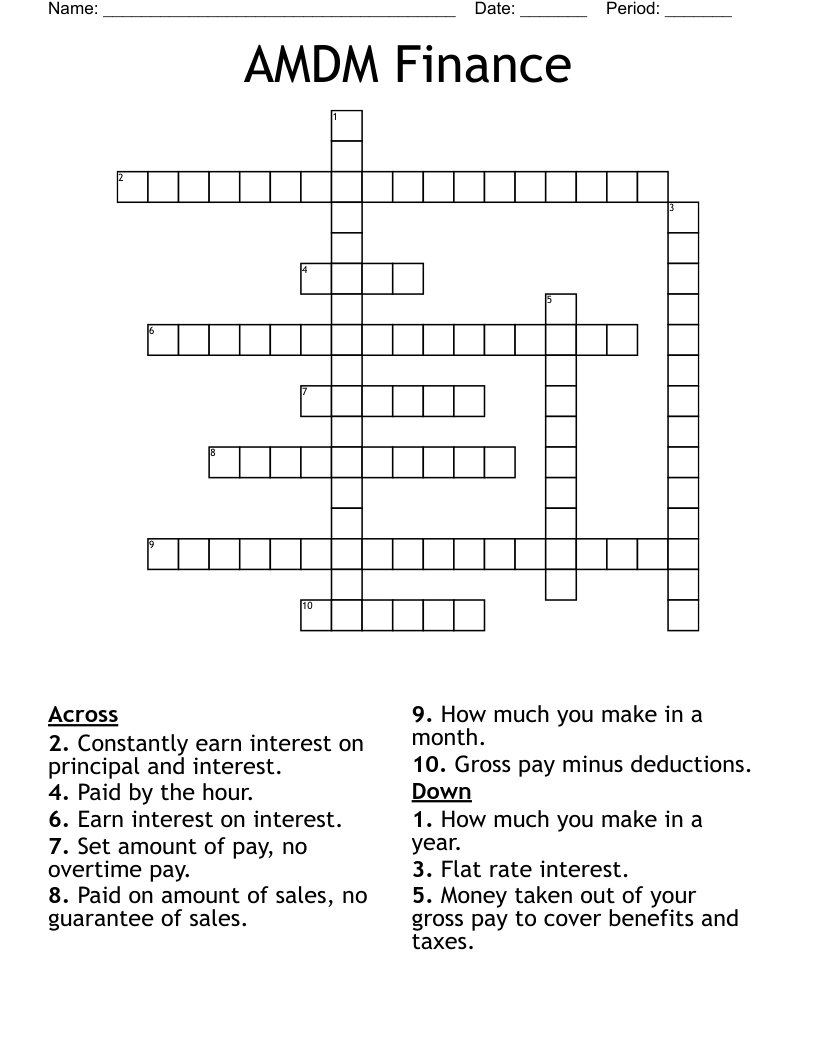 AMDM Finance Crossword
