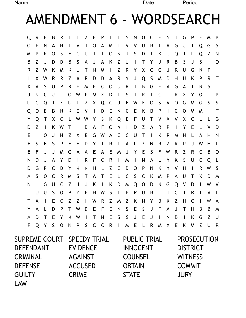 AMENDMENT 6 - WORDSEARCH