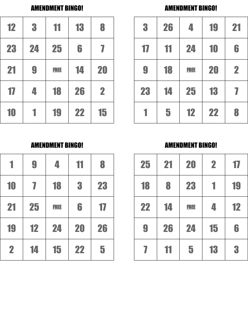 AMENDMENT BINGO!