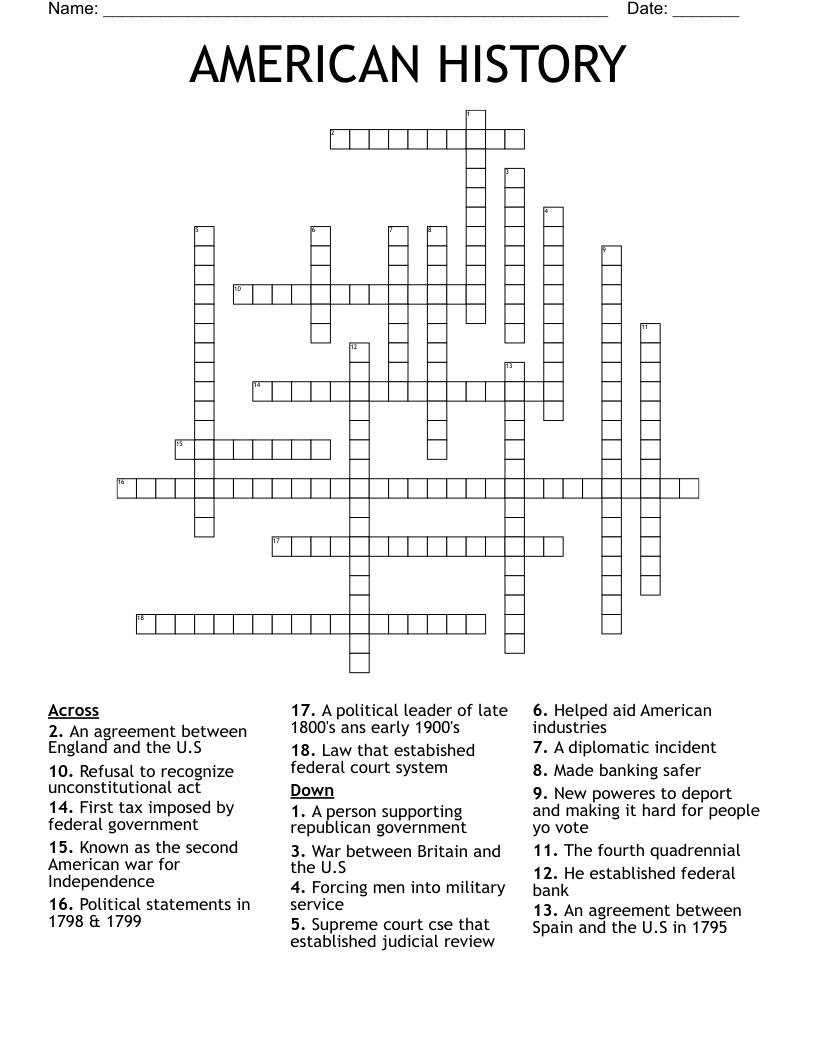 AMERICAN HISTORY  Crossword