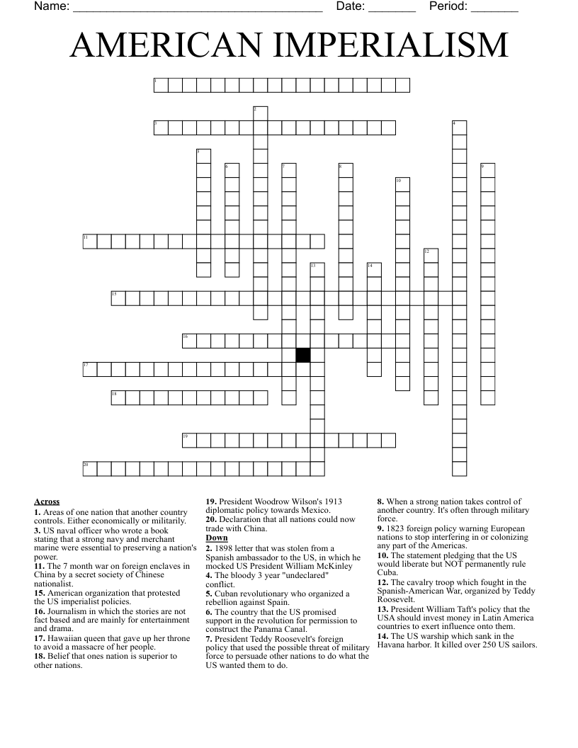 AMERICAN IMPERIALISM  Crossword