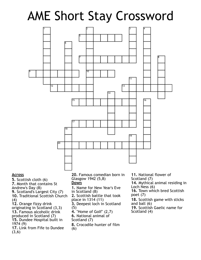 AME Short Stay Crossword
